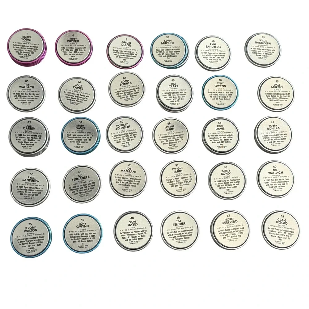 1990 Topps Baseball Coins Lot of 30 Bonds Gwynn Sandberg Vintage Metal MLB2125